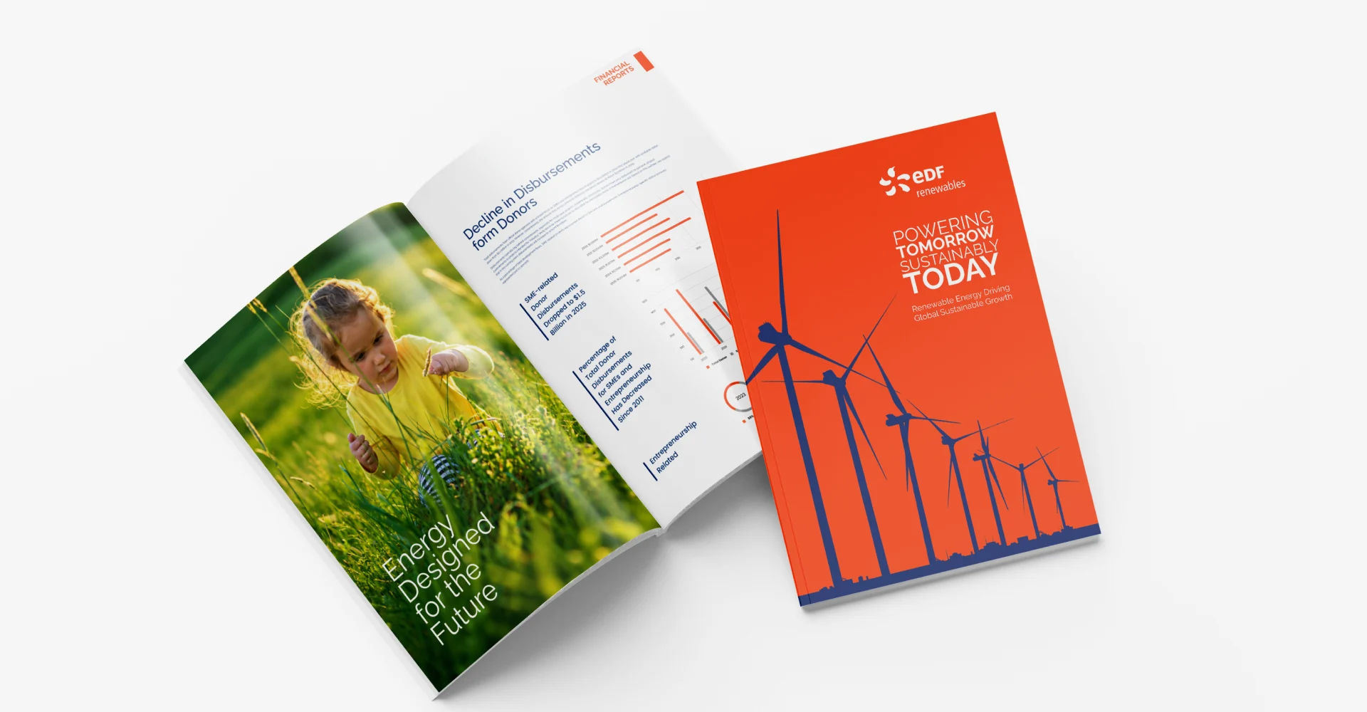Corporate brochure layout design for renewable energy company